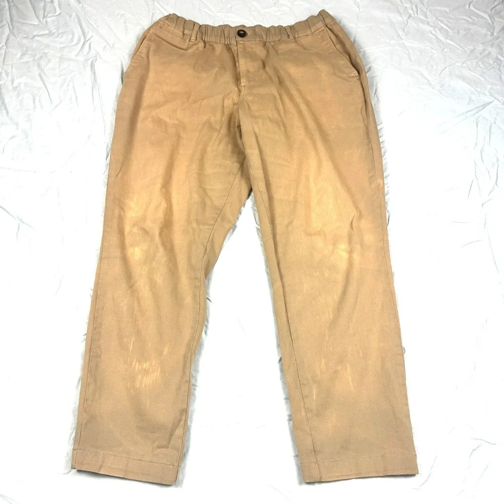 Cove USA Pants Khaki Brown Chino 34 x 27 Elastic Stretch Straight Cut Fades